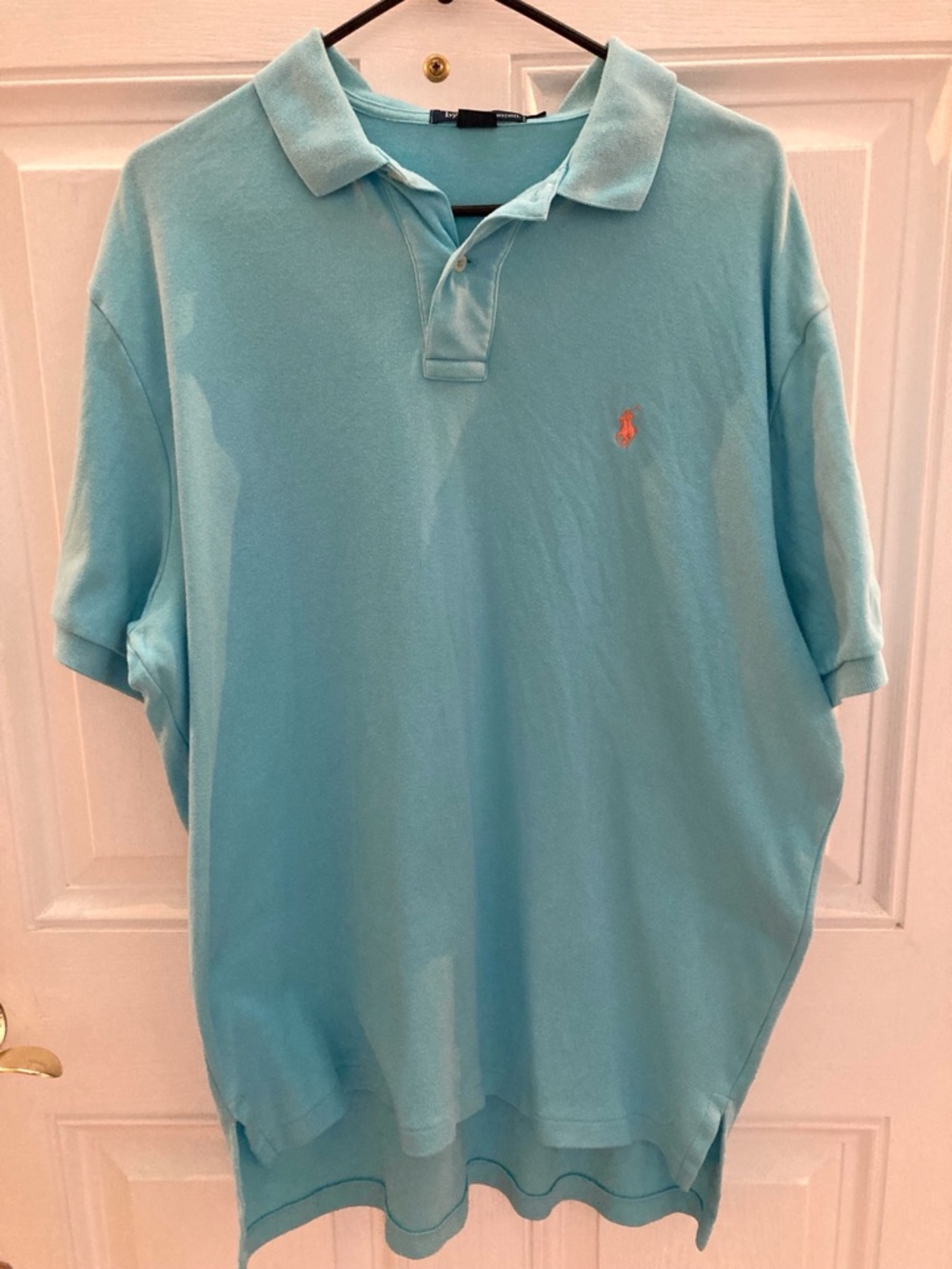 Men’s Polo Ralph Lauren Light Blue Logo Embroidered Short Sleeve Pique Sz L